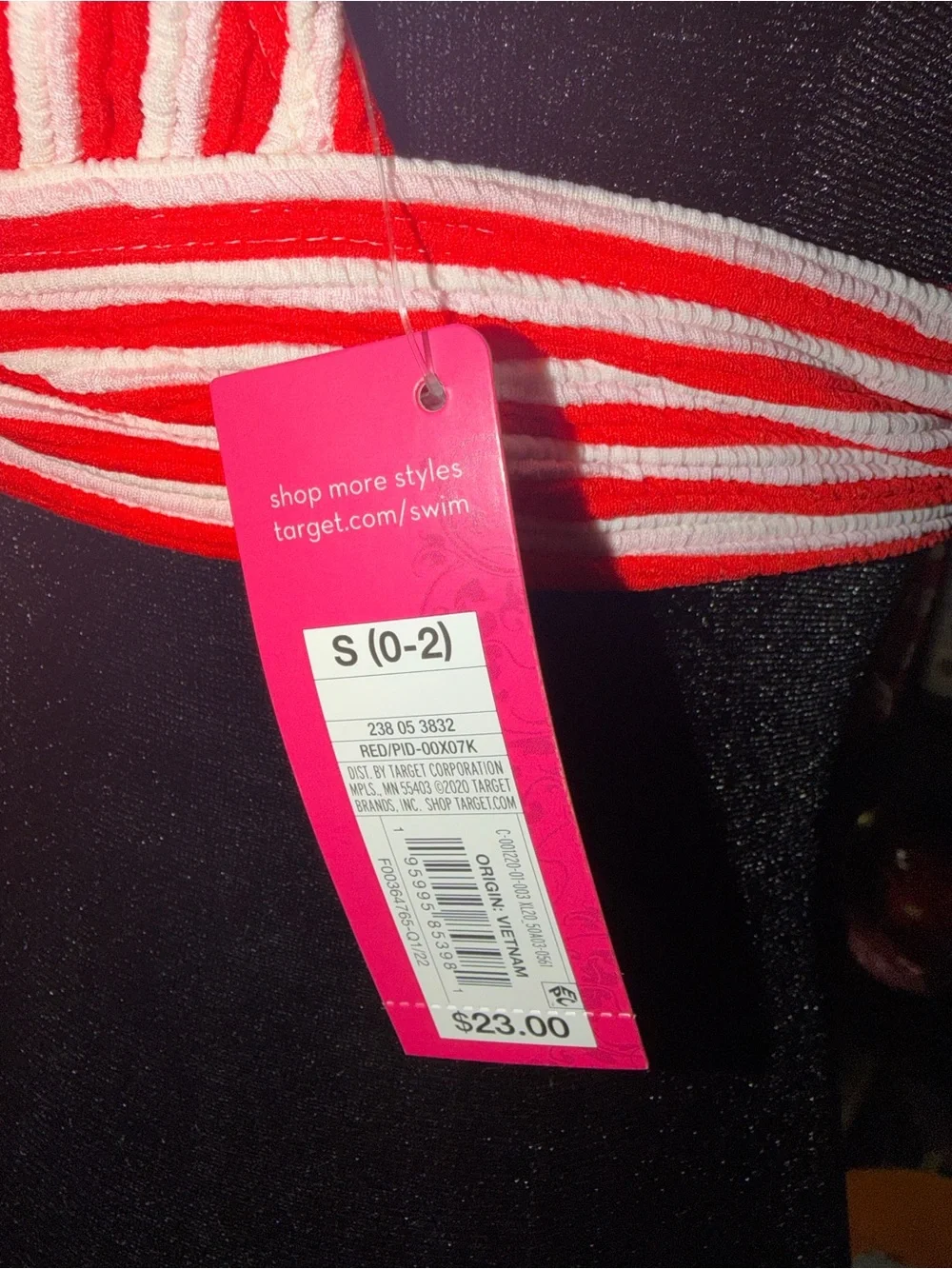 Xhilaration Red and White Striped Halter Swim Top